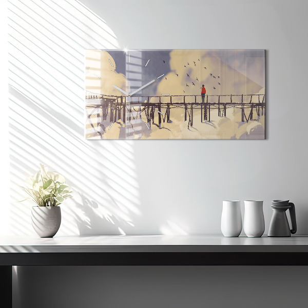 Vízszintes üvegóra Ember a régi hídon