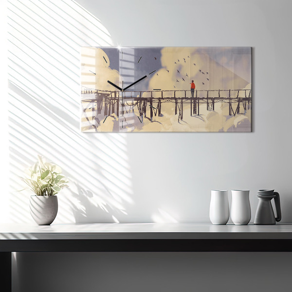 Vízszintes üvegóra Ember a régi hídon