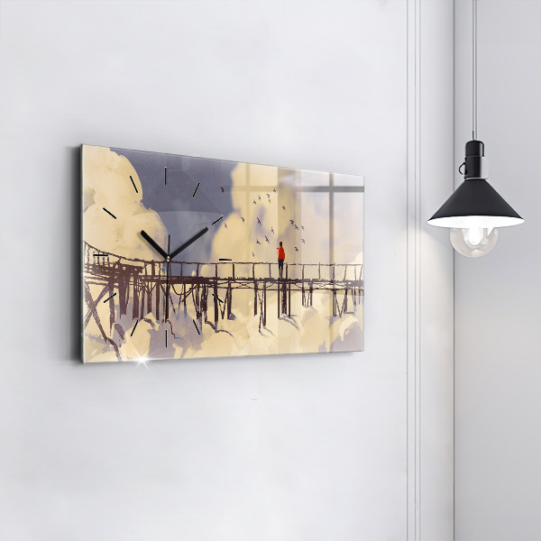 Vízszintes üvegóra Ember a régi hídon