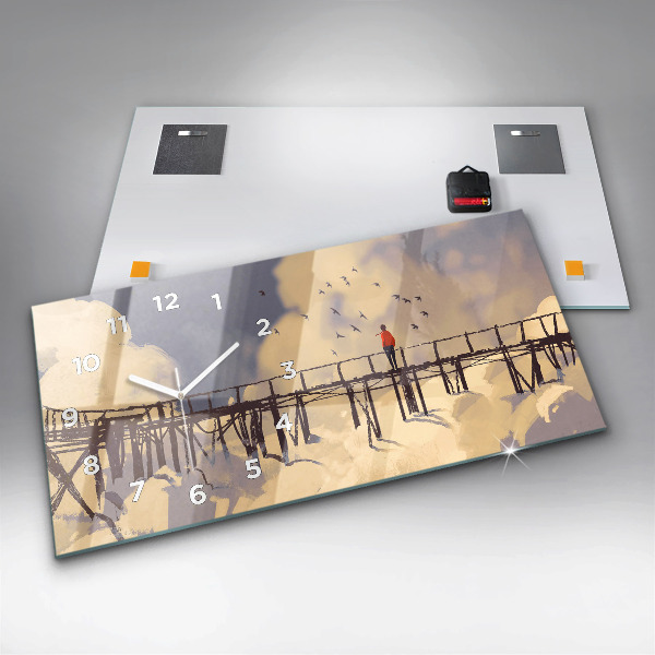 Vízszintes üvegóra Ember a régi hídon