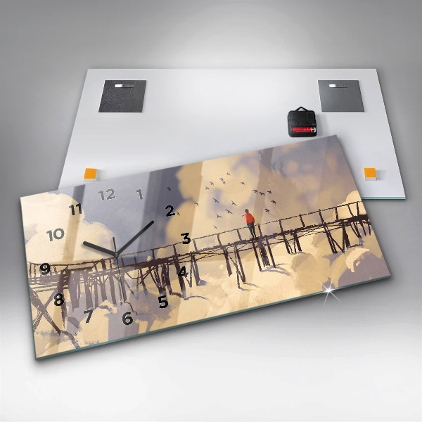 Vízszintes üvegóra Ember a régi hídon