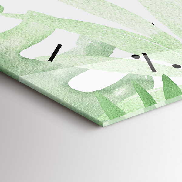 Vízszintes üvegóra Zöld levelek