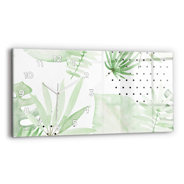 Vízszintes üvegóra Zöld levelek