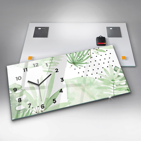 Vízszintes üvegóra Zöld levelek