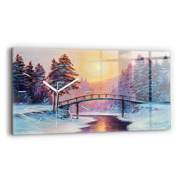 Vízszintes üvegóra Karácsonyfa és a híd