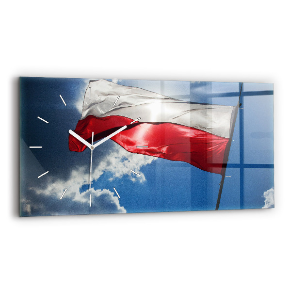 Vízszintes üvegóra A lengyel zászló az égen