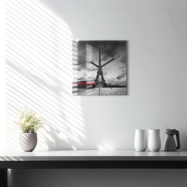 Szögletes fali üvegóra Párizsi Effel-torony