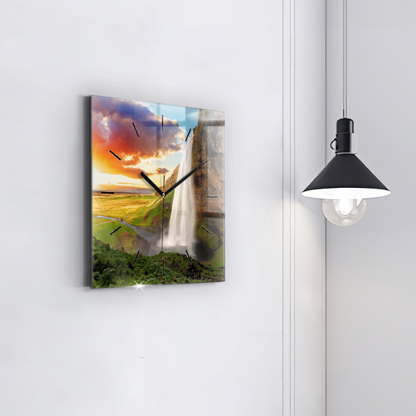 Szögletes fali üvegóra Vízesés Izlandon