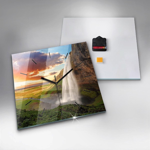 Szögletes fali üvegóra Vízesés Izlandon