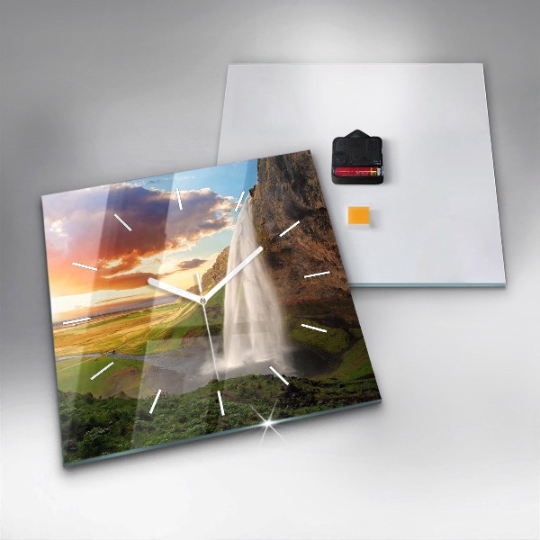 Szögletes fali üvegóra Vízesés Izlandon