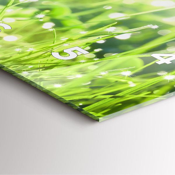 Szögletes fali üvegóra Zöld fű