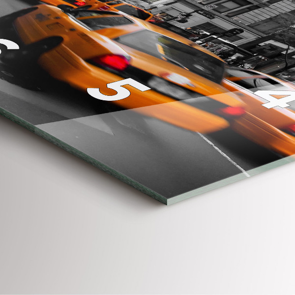 Szögletes fali üvegóra Manhattan és a taxik