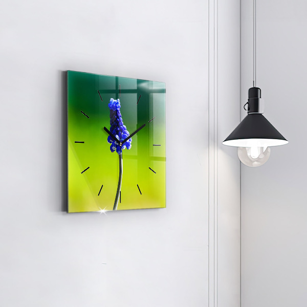 Szögletes fali üvegóra Kék virágok