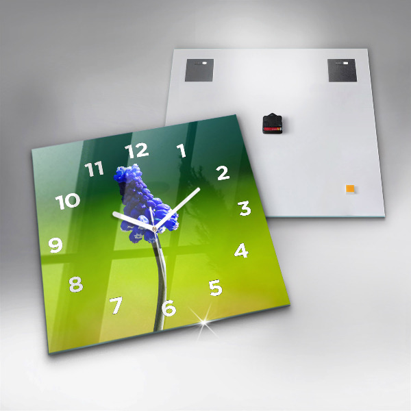 Szögletes fali üvegóra Kék virágok