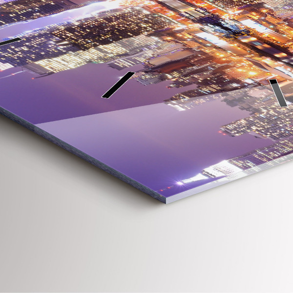 Szögletes fali üvegóra New York City éjjel