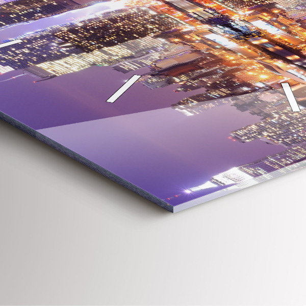 Szögletes fali üvegóra New York City éjjel