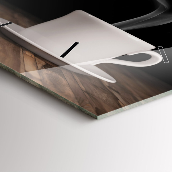 Szögletes fali üvegóra Egy csésze forró kávé