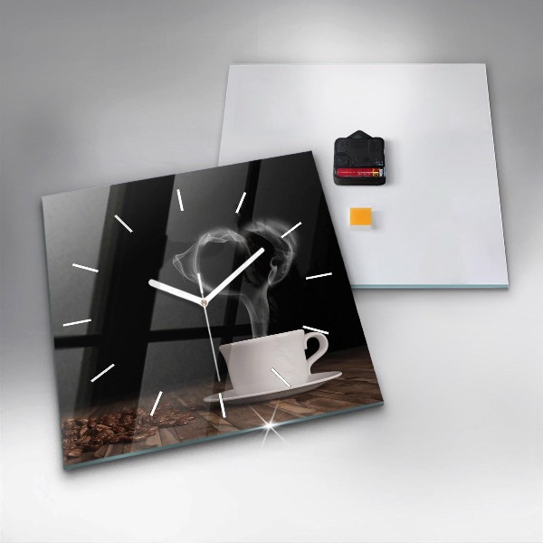 Szögletes fali üvegóra Egy csésze forró kávé
