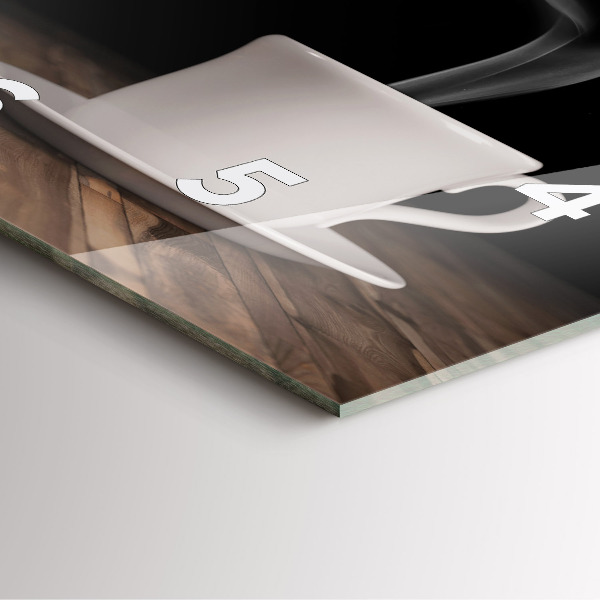 Szögletes fali üvegóra Egy csésze forró kávé