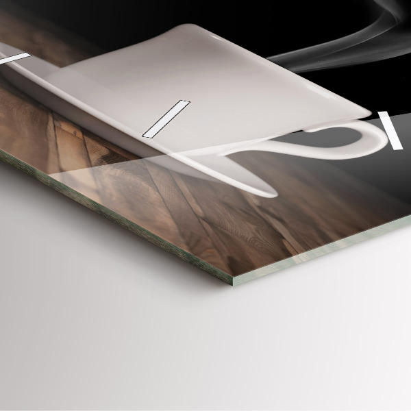 Szögletes fali üvegóra Egy csésze forró kávé