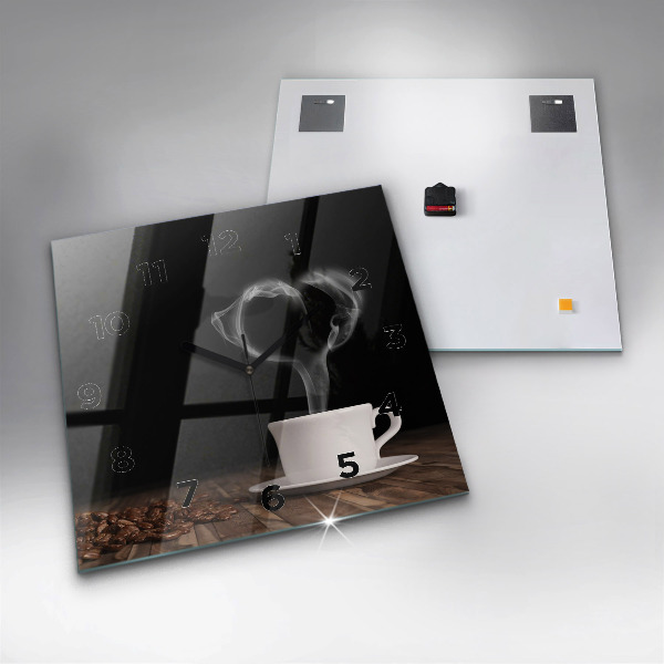 Szögletes fali üvegóra Egy csésze forró kávé