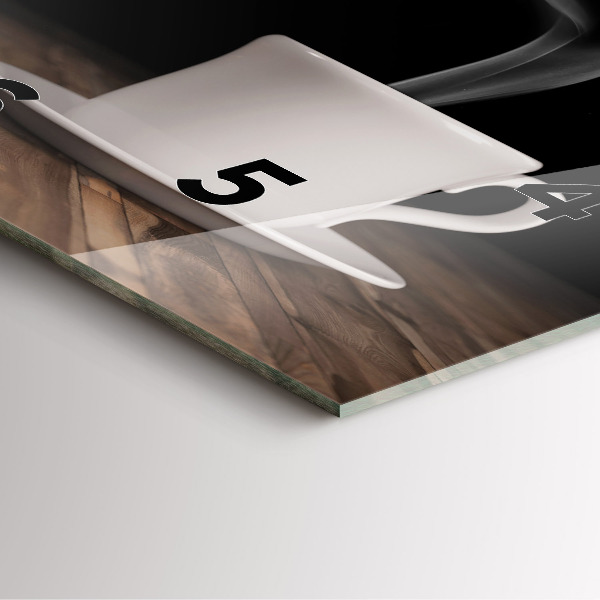 Szögletes fali üvegóra Egy csésze forró kávé