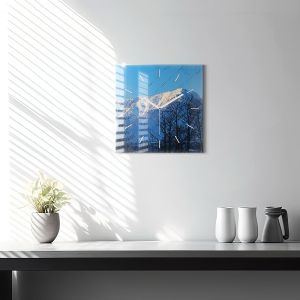 Szögletes fali üvegóra Kilátás a hegyekre