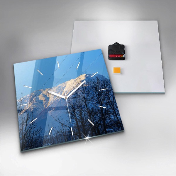 Szögletes fali üvegóra Kilátás a hegyekre
