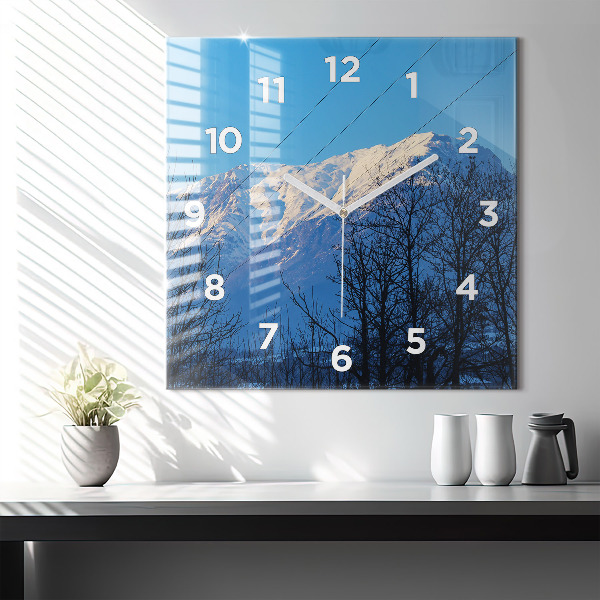 Szögletes fali üvegóra Kilátás a hegyekre