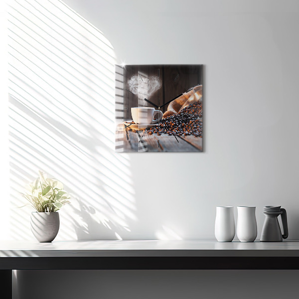 Szögletes fali üvegóra Egy csésze kávét