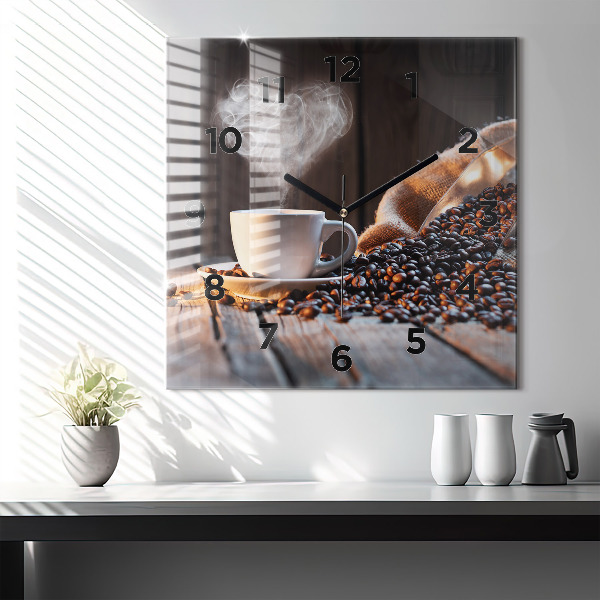Szögletes fali üvegóra Egy csésze kávét