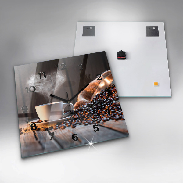 Szögletes fali üvegóra Egy csésze kávét