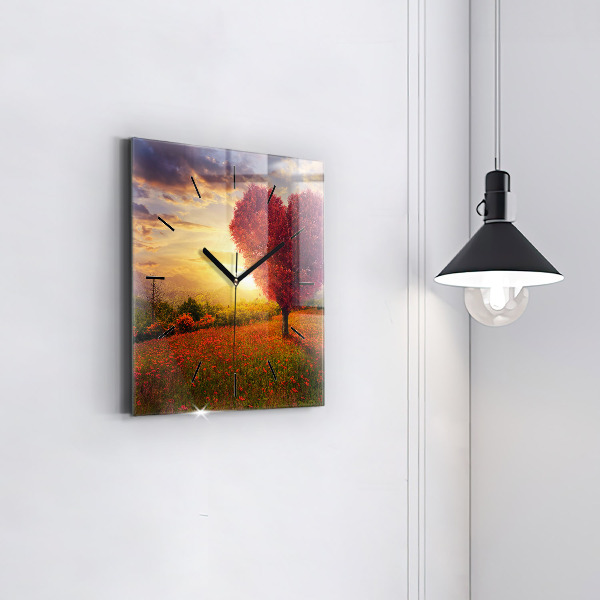 Szögletes fali üvegóra Szerelem szív fa