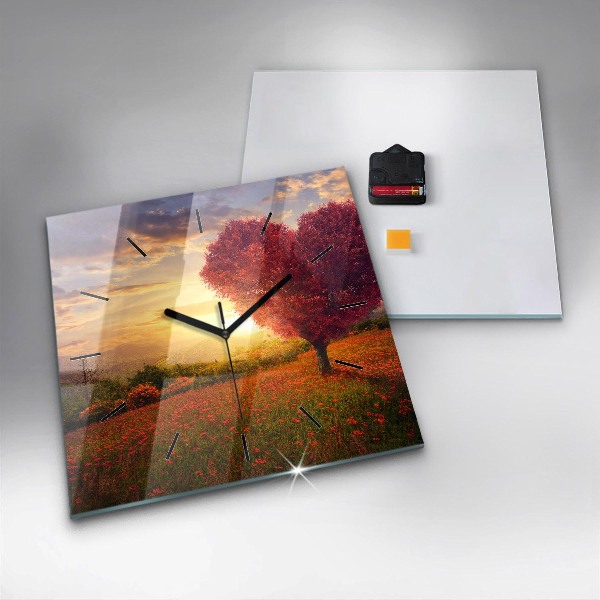 Szögletes fali üvegóra Szerelem szív fa