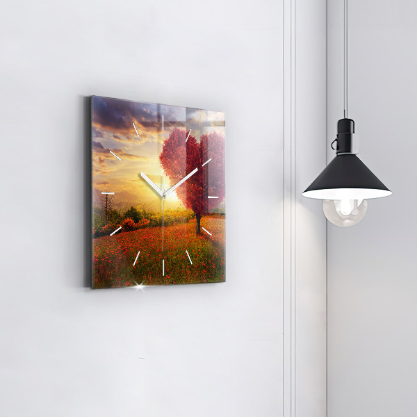 Szögletes fali üvegóra Szerelem szív fa