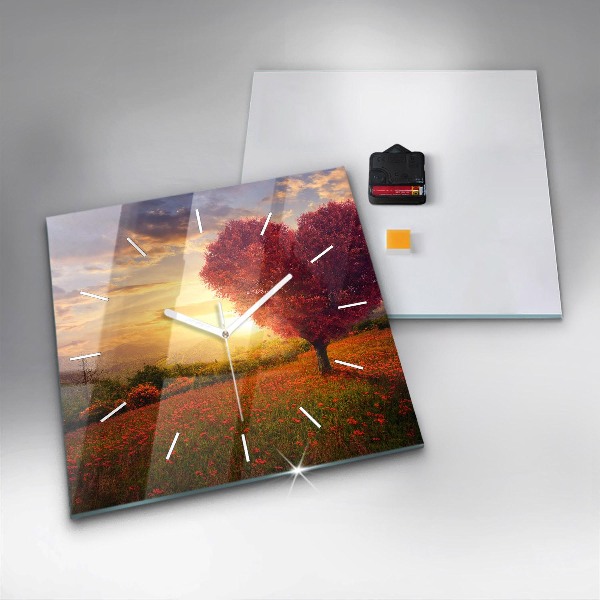 Szögletes fali üvegóra Szerelem szív fa