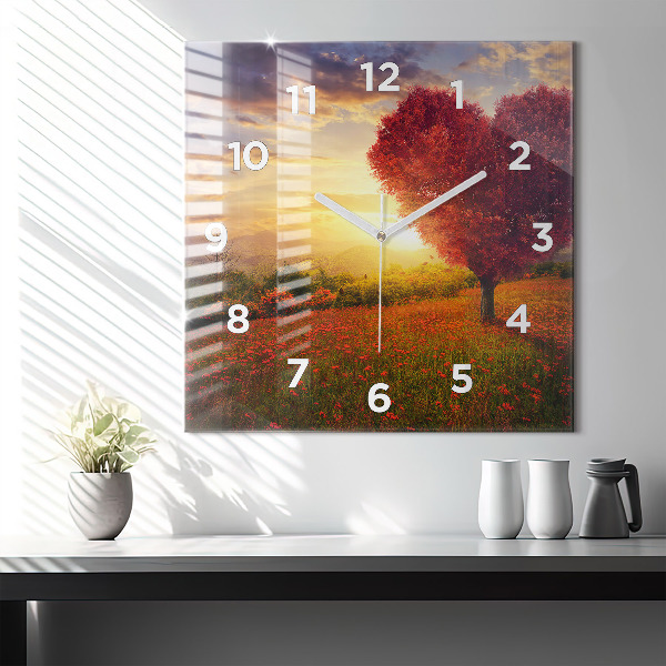 Szögletes fali üvegóra Szerelem szív fa