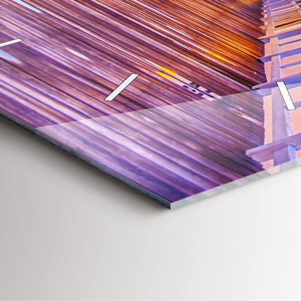 Szögletes fali üvegóra Este a híd a kikötőben