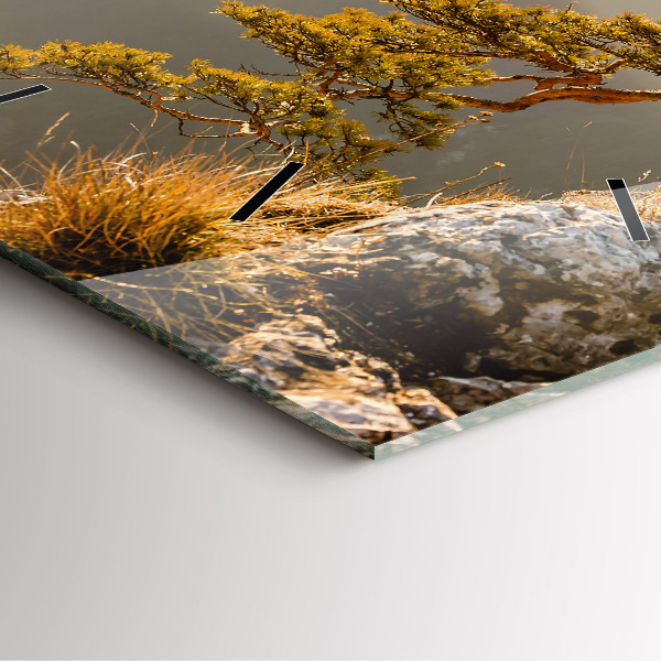 Szögletes fali üvegóra Egy fa a hegyekben