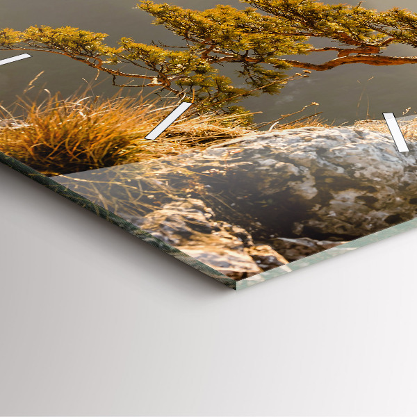 Szögletes fali üvegóra Egy fa a hegyekben