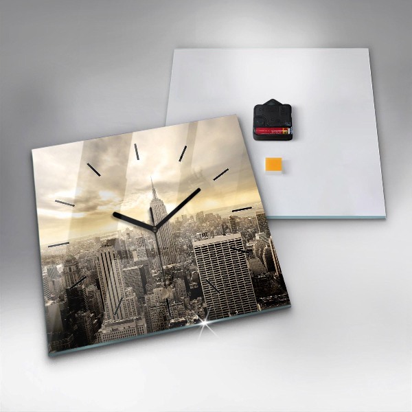 Szögletes fali üvegóra New York Towers