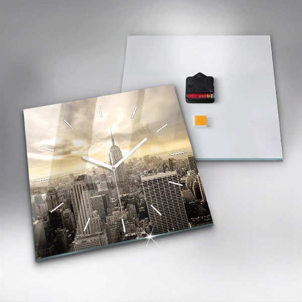Szögletes fali üvegóra New York Towers
