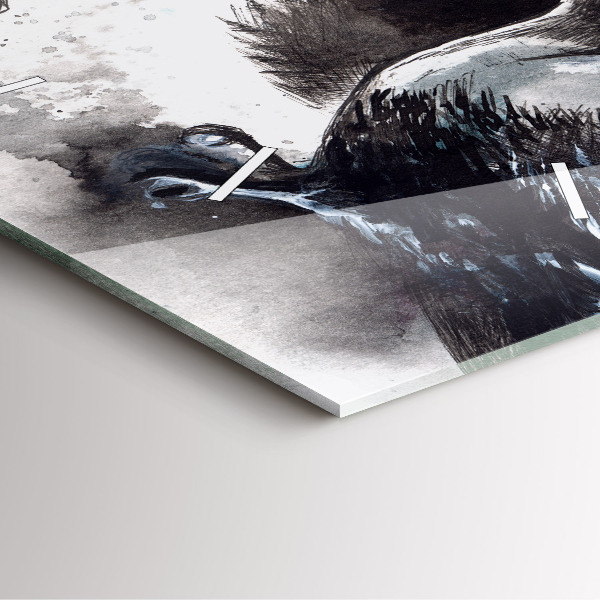 Szögletes fali üvegóra Festett madarak