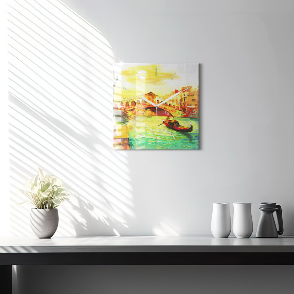 Szögletes fali üvegóra Velence Rialto híd