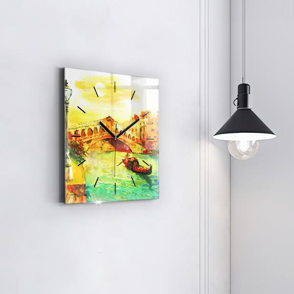 Szögletes fali üvegóra Velence Rialto híd