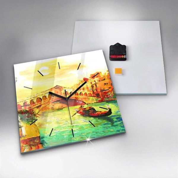 Szögletes fali üvegóra Velence Rialto híd
