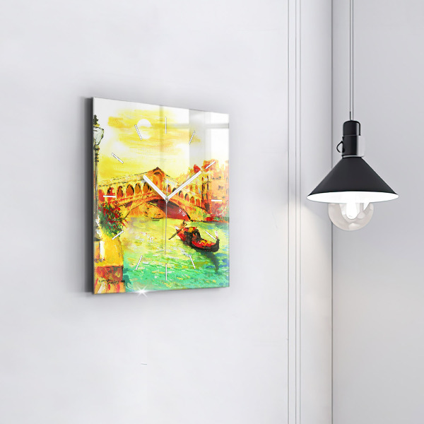 Szögletes fali üvegóra Velence Rialto híd