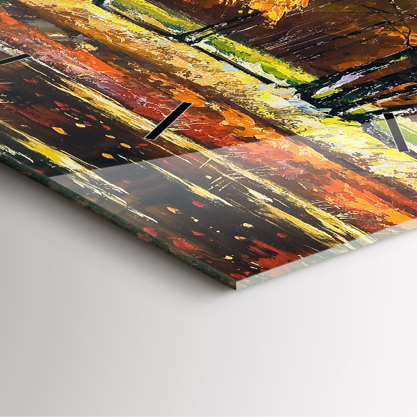 Szögletes fali üvegóra Őszi táj egy folyóval