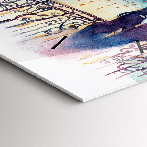 Szögletes fali üvegóra Emberek akvarellben