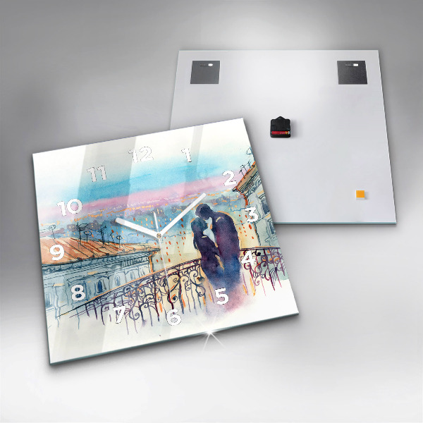 Szögletes fali üvegóra Emberek akvarellben